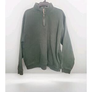 LL Bean Men's Large Green 1/4 Zip Long Sleeve Pullover Layered Preppy Versatile